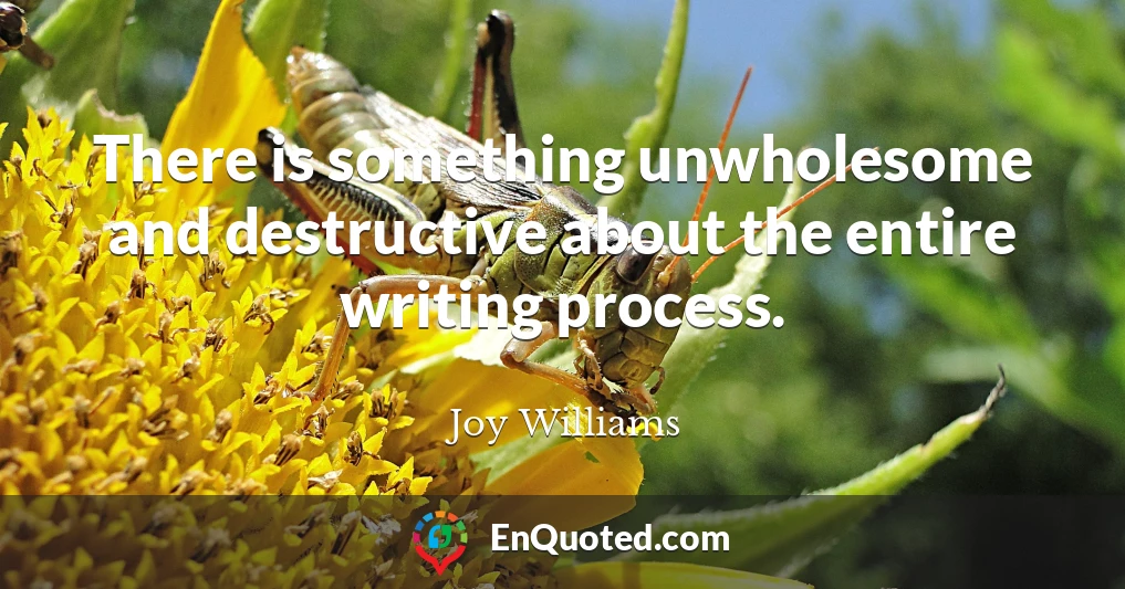 There is something unwholesome and destructive about the entire writing process.