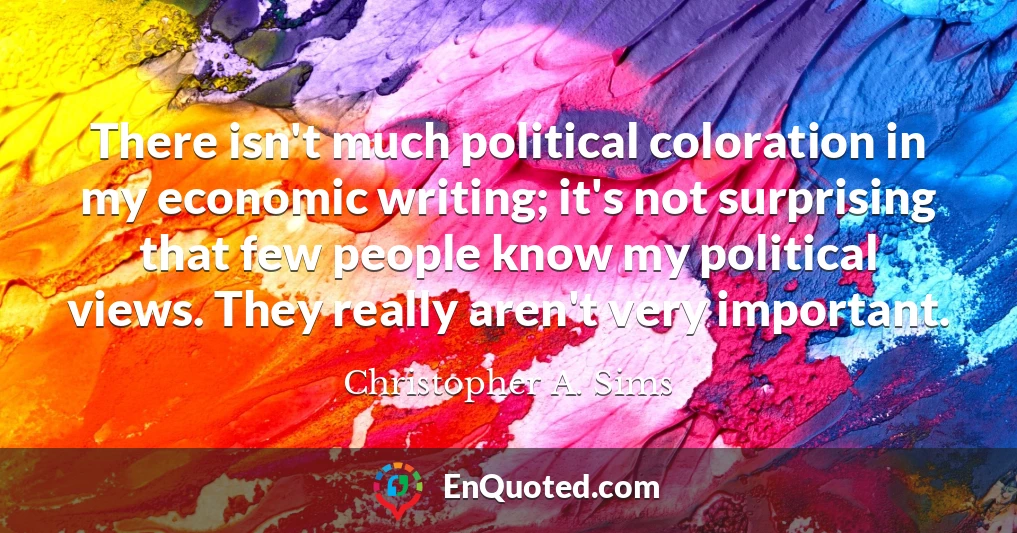 There isn't much political coloration in my economic writing; it's not surprising that few people know my political views. They really aren't very important.
