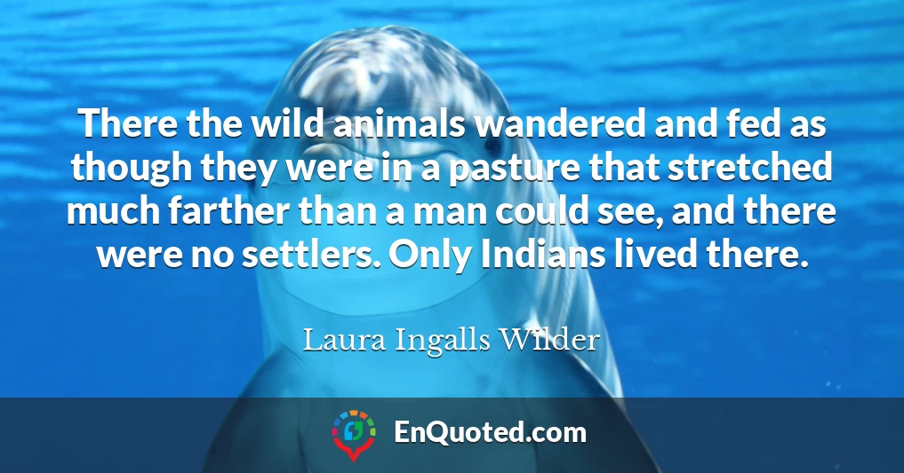 There the wild animals wandered and fed as though they were in a pasture that stretched much farther than a man could see, and there were no settlers. Only Indians lived there. There the wild animals wandered and fed as though they were in a pasture that stretched much farther than a man could see, and there were no settlers. Only Indians lived there.