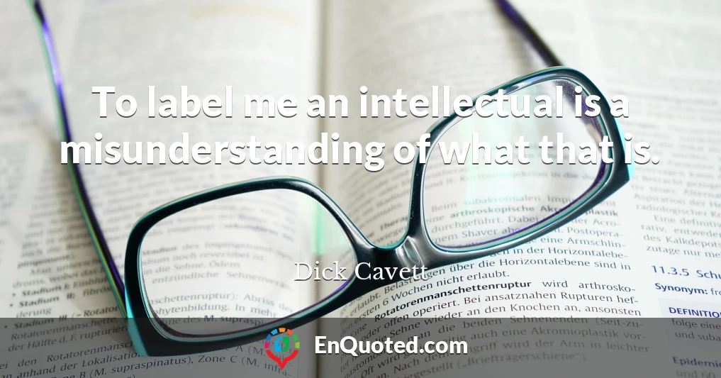 To label me an intellectual is a misunderstanding of what that is.