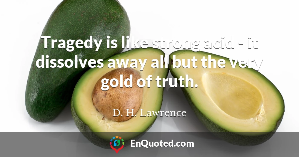 Tragedy is like strong acid - it dissolves away all but the very gold of truth.