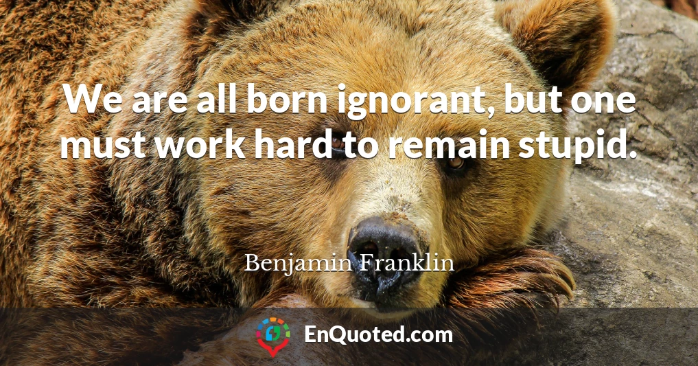 We are all born ignorant, but one must work hard to remain stupid.