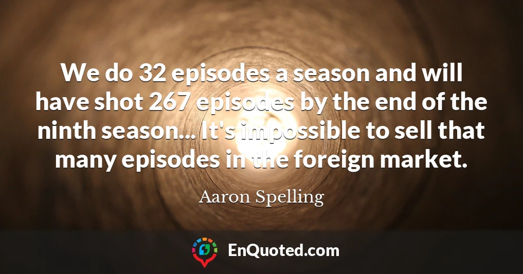 We do 32 episodes a season and will have shot 267 episodes by the end of the ninth season... It's impossible to sell that many episodes in the foreign market.
