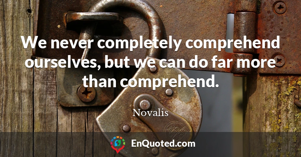 We never completely comprehend ourselves, but we can do far more than comprehend.