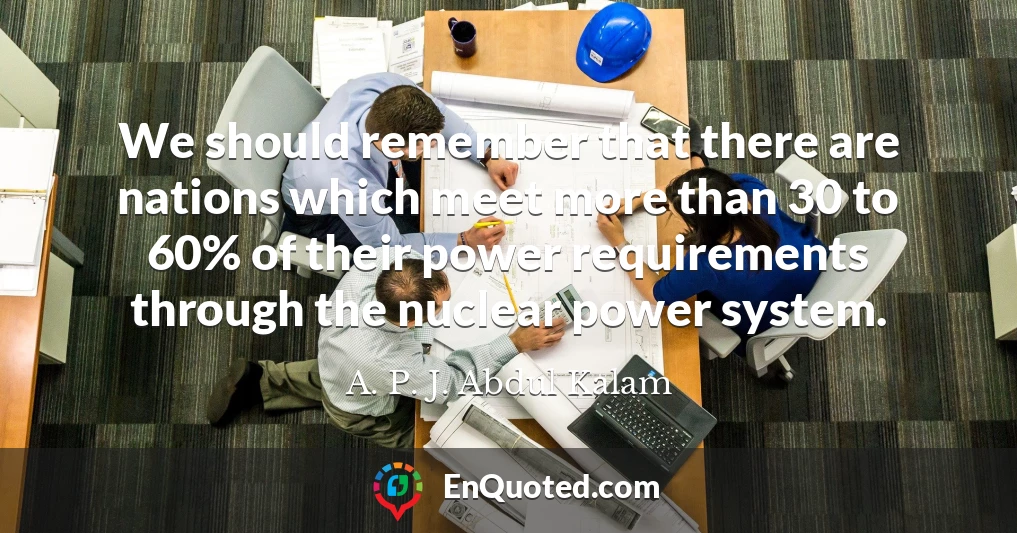 We should remember that there are nations which meet more than 30 to 60% of their power requirements through the nuclear power system.