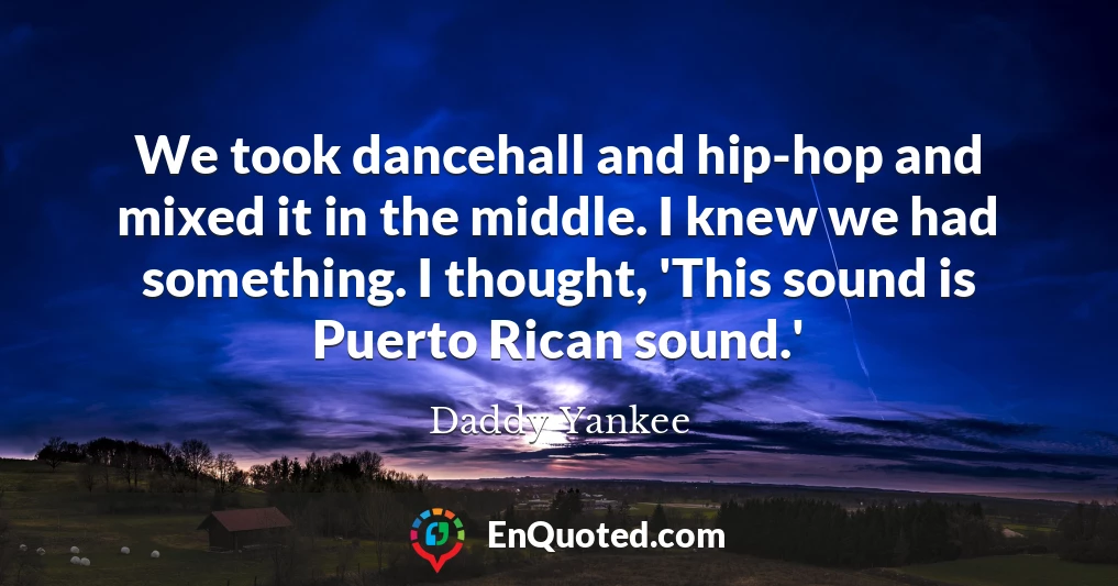 We took dancehall and hip-hop and mixed it in the middle. I knew we had something. I thought, 'This sound is Puerto Rican sound.'