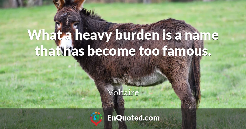 What a heavy burden is a name that has become too famous.