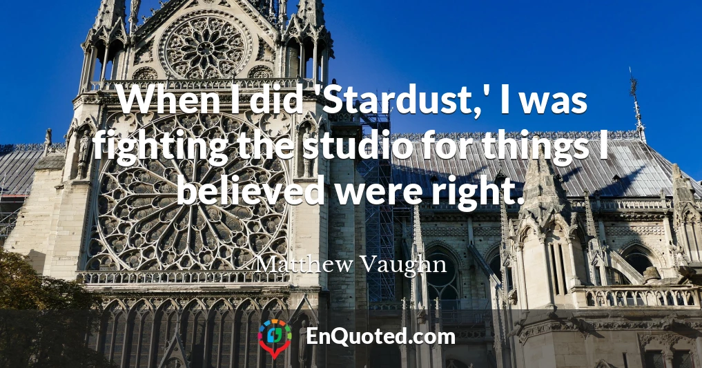When I did 'Stardust,' I was fighting the studio for things I believed were right.