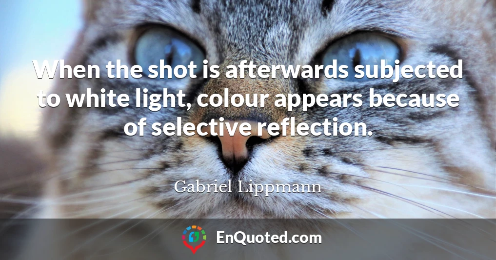 When the shot is afterwards subjected to white light, colour appears because of selective reflection.
