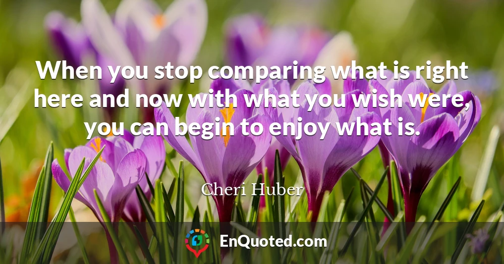 When you stop comparing what is right here and now with what you wish were, you can begin to enjoy what is.