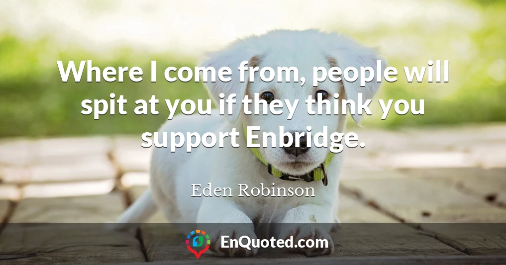 Where I come from, people will spit at you if they think you support Enbridge.