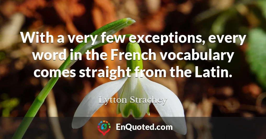 With a very few exceptions, every word in the French vocabulary comes straight from the Latin.