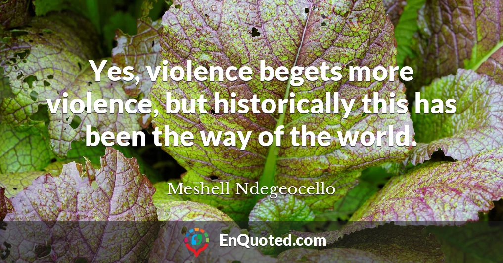 Yes, violence begets more violence, but historically this has been the way of the world.