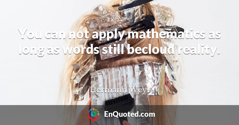 You can not apply mathematics as long as words still becloud reality.