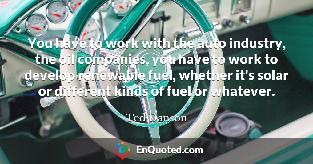 You have to work with the auto industry, the oil companies, you have to work to develop renewable fuel, whether it's solar or different kinds of fuel or whatever.