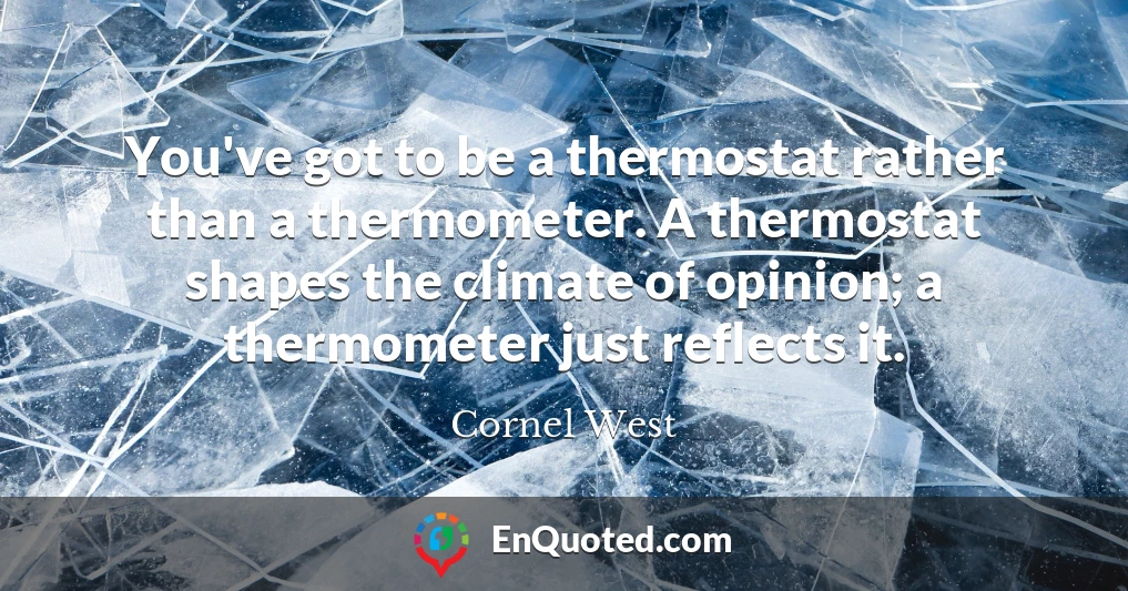 You've got to be a thermostat rather than a thermometer. A thermostat shapes the climate of opinion; a thermometer just reflects it.