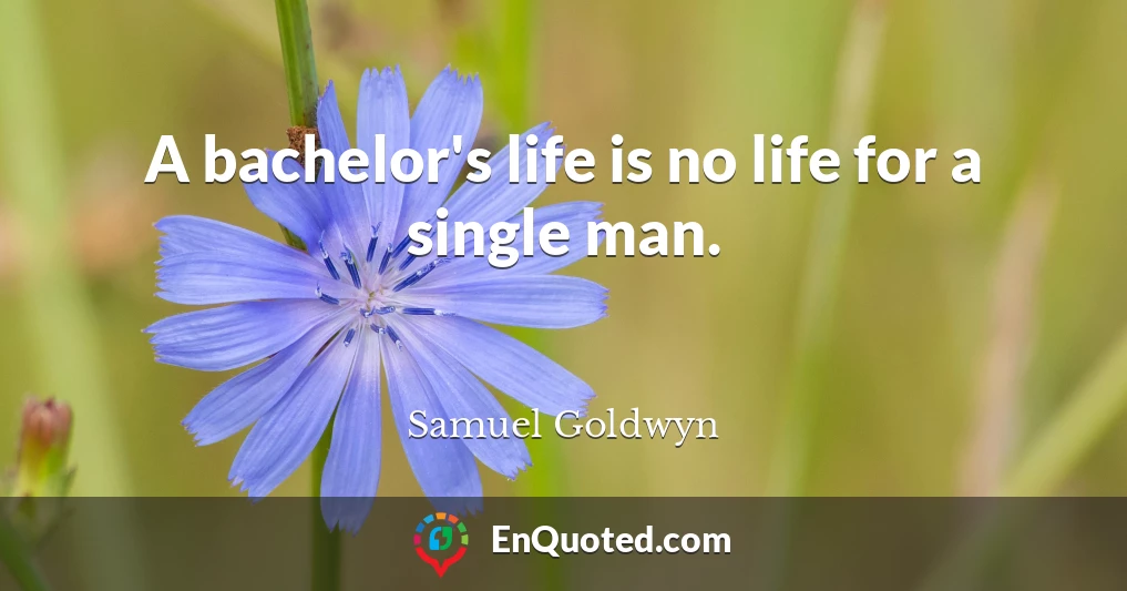A bachelor's life is no life for a single man.