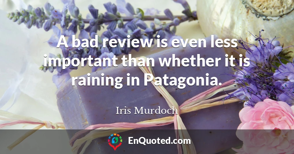 A bad review is even less important than whether it is raining in Patagonia.
