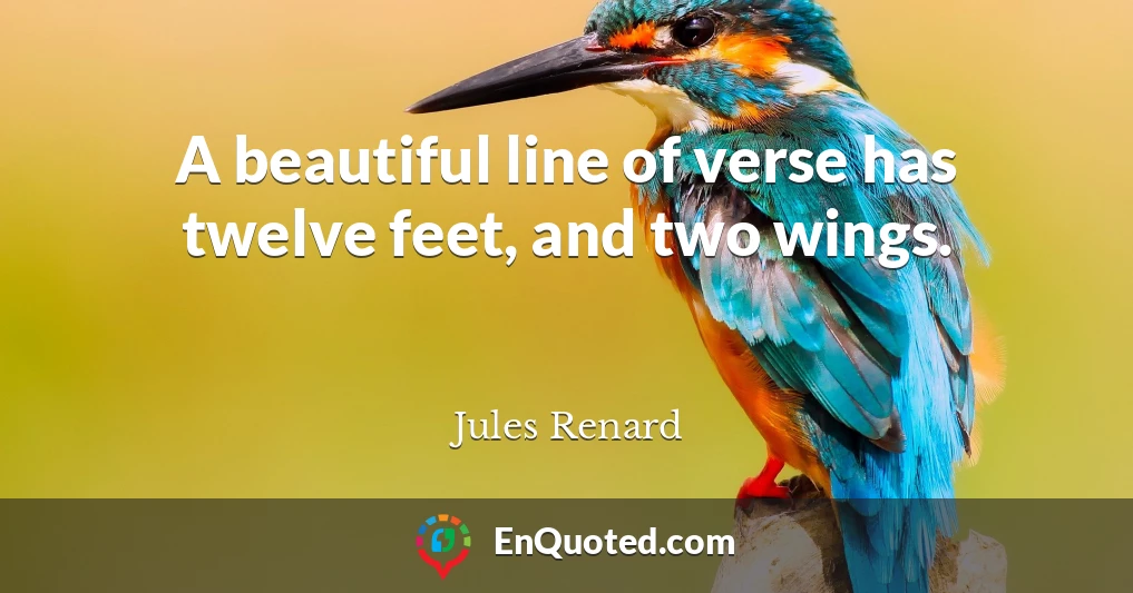 A beautiful line of verse has twelve feet, and two wings.