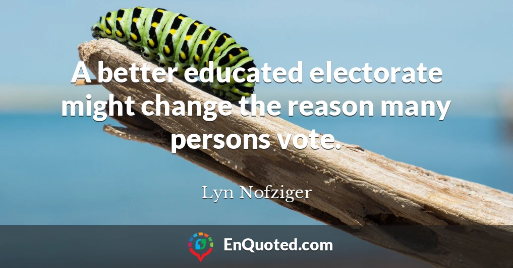 A better educated electorate might change the reason many persons vote.