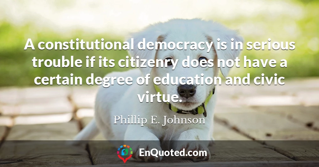 A constitutional democracy is in serious trouble if its citizenry does not have a certain degree of education and civic virtue.