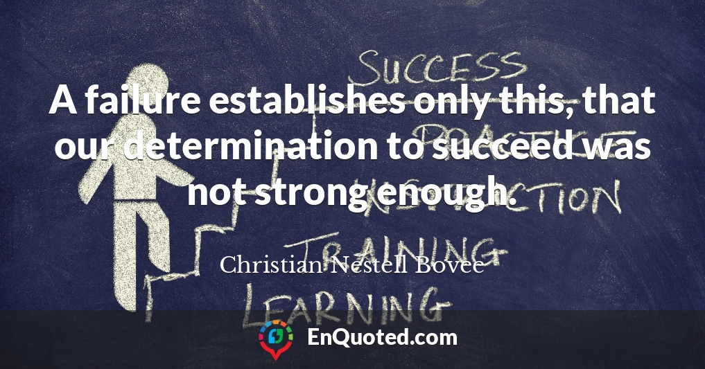 A failure establishes only this, that our determination to succeed was not strong enough.