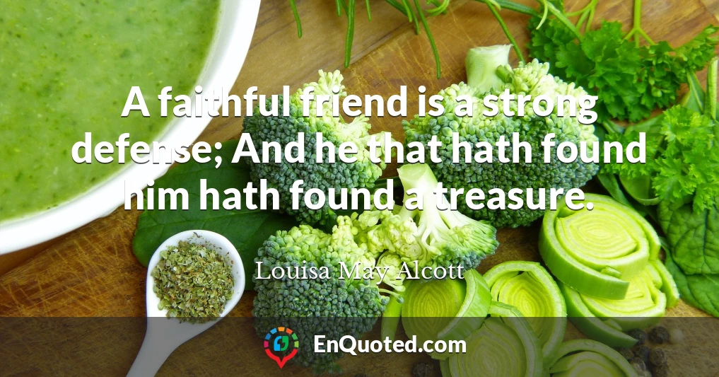 A faithful friend is a strong defense; And he that hath found him hath found a treasure.