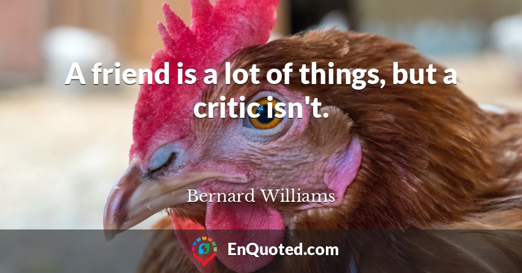A friend is a lot of things, but a critic isn't.