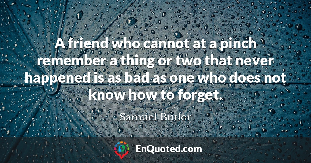 A friend who cannot at a pinch remember a thing or two that never happened is as bad as one who does not know how to forget.