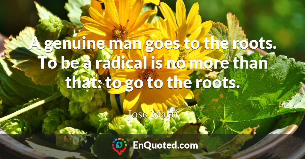 A genuine man goes to the roots. To be a radical is no more than that: to go to the roots.