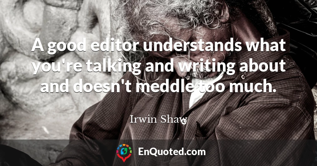 A good editor understands what you're talking and writing about and doesn't meddle too much.