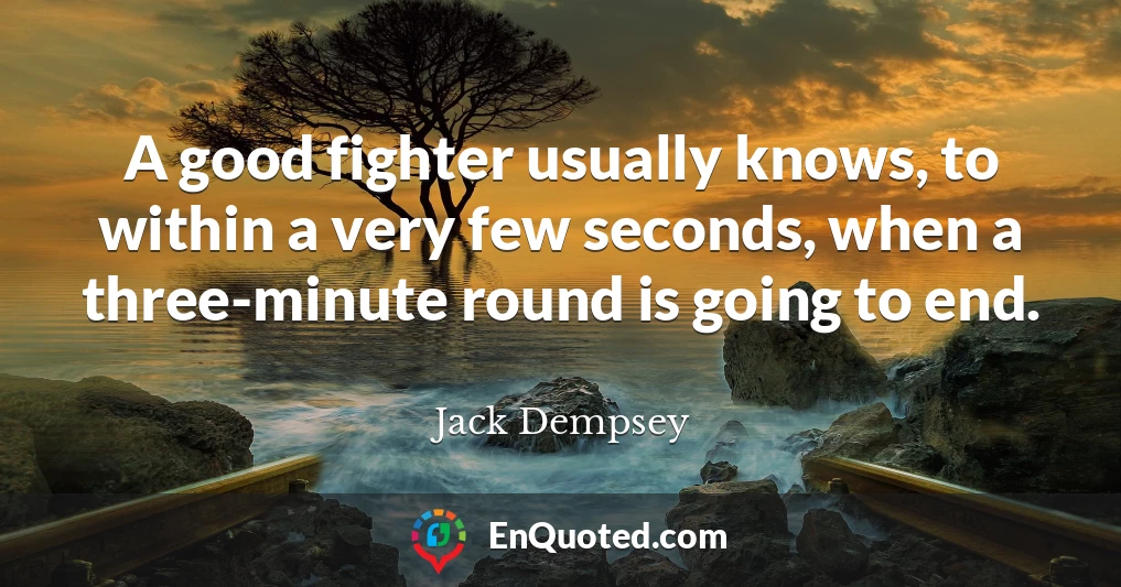 A good fighter usually knows, to within a very few seconds, when a three-minute round is going to end.