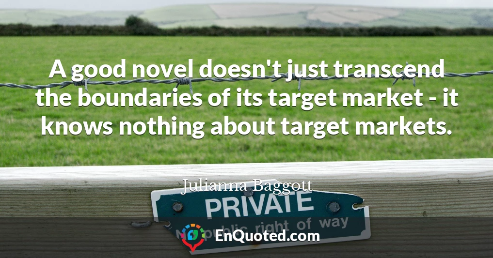 A good novel doesn't just transcend the boundaries of its target market - it knows nothing about target markets.