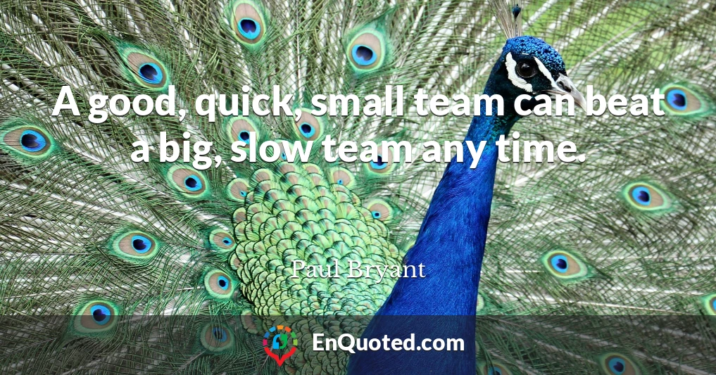 A good, quick, small team can beat a big, slow team any time.
