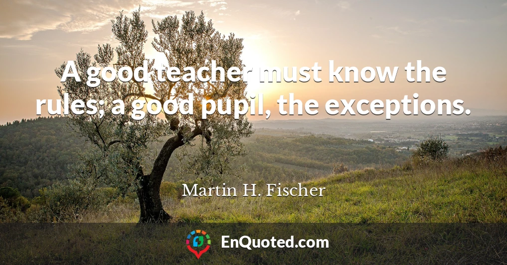 A good teacher must know the rules; a good pupil, the exceptions.