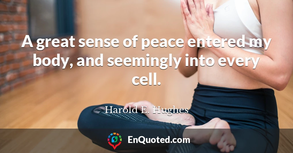 A great sense of peace entered my body, and seemingly into every cell.