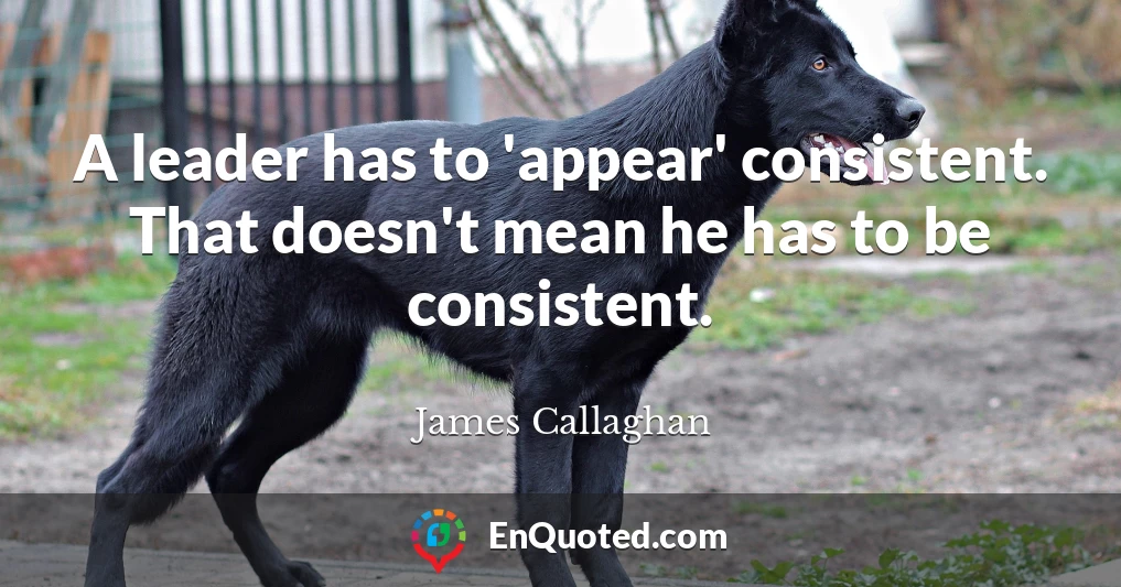A leader has to 'appear' consistent. That doesn't mean he has to be consistent.