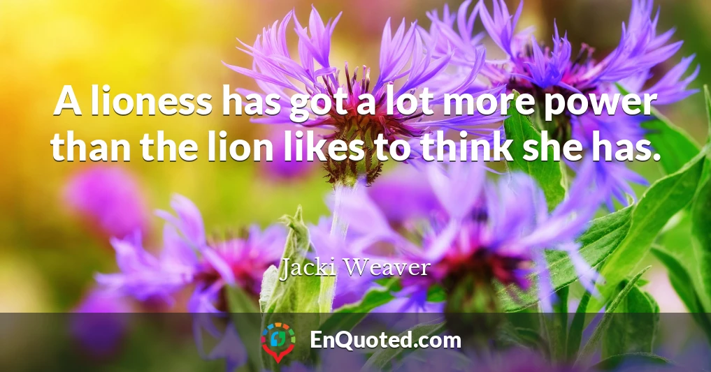 A lioness has got a lot more power than the lion likes to think she has.
