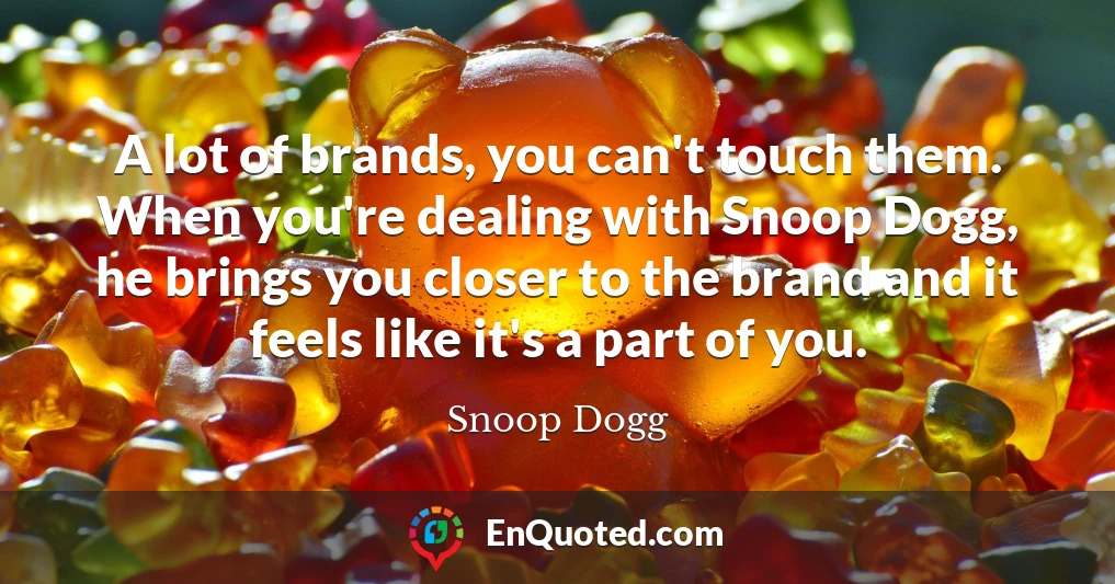 A lot of brands, you can't touch them. When you're dealing with Snoop Dogg, he brings you closer to the brand and it feels like it's a part of you.
