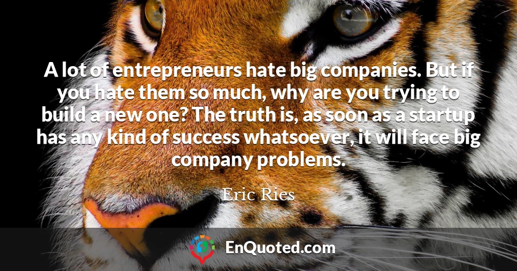 A lot of entrepreneurs hate big companies. But if you hate them so much, why are you trying to build a new one? The truth is, as soon as a startup has any kind of success whatsoever, it will face big company problems.