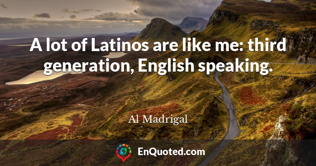 A lot of Latinos are like me: third generation, English speaking.