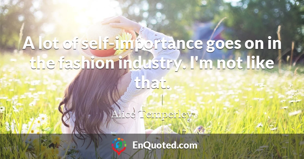 A lot of self-importance goes on in the fashion industry. I'm not like that.