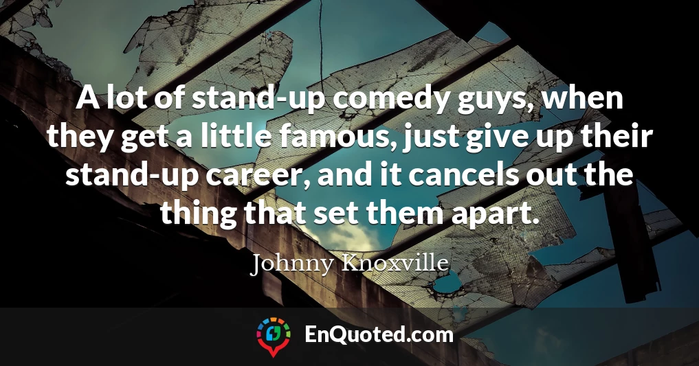 A lot of stand-up comedy guys, when they get a little famous, just give up their stand-up career, and it cancels out the thing that set them apart.