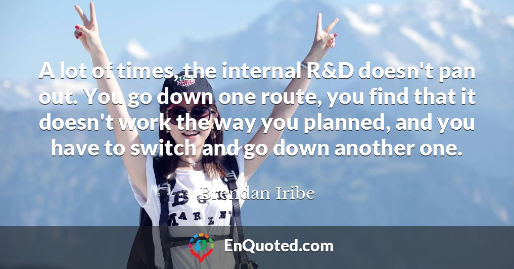 A lot of times, the internal R&D doesn't pan out. You go down one route, you find that it doesn't work the way you planned, and you have to switch and go down another one.