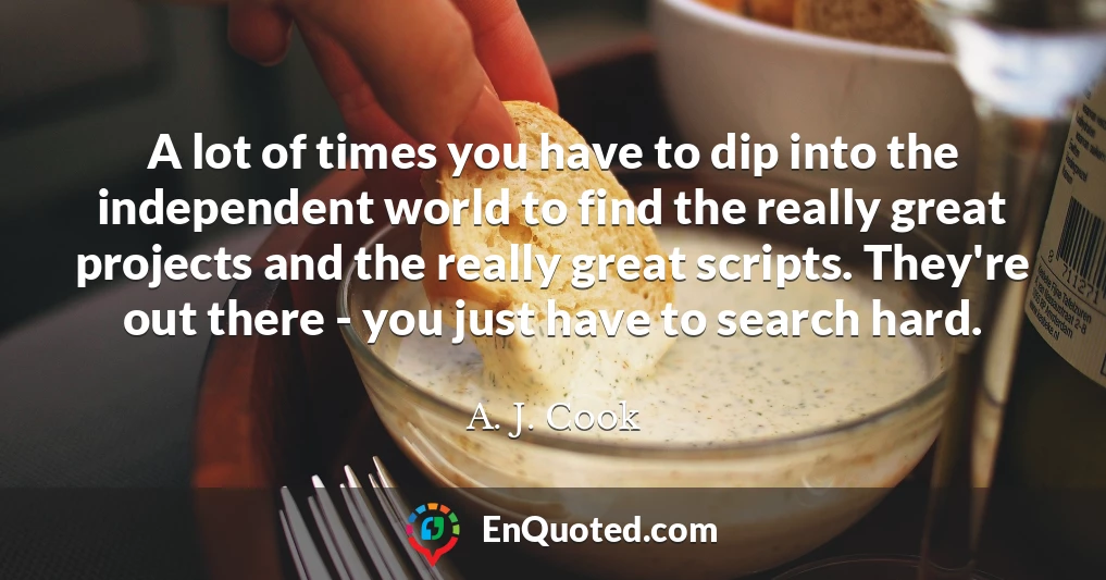 A lot of times you have to dip into the independent world to find the really great projects and the really great scripts. They're out there - you just have to search hard.