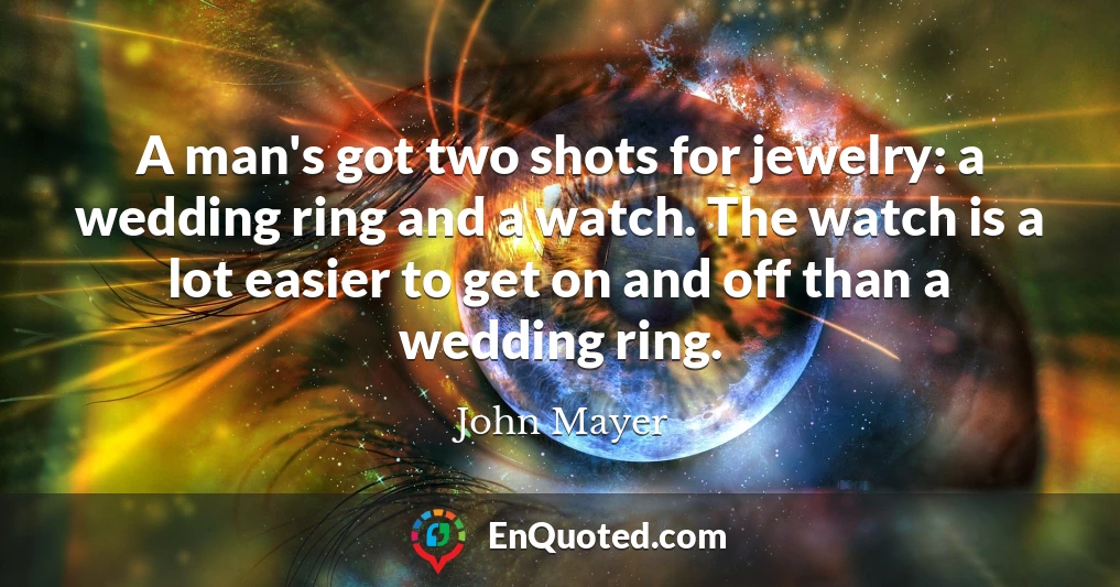 A man's got two shots for jewelry: a wedding ring and a watch. The watch is a lot easier to get on and off than a wedding ring.