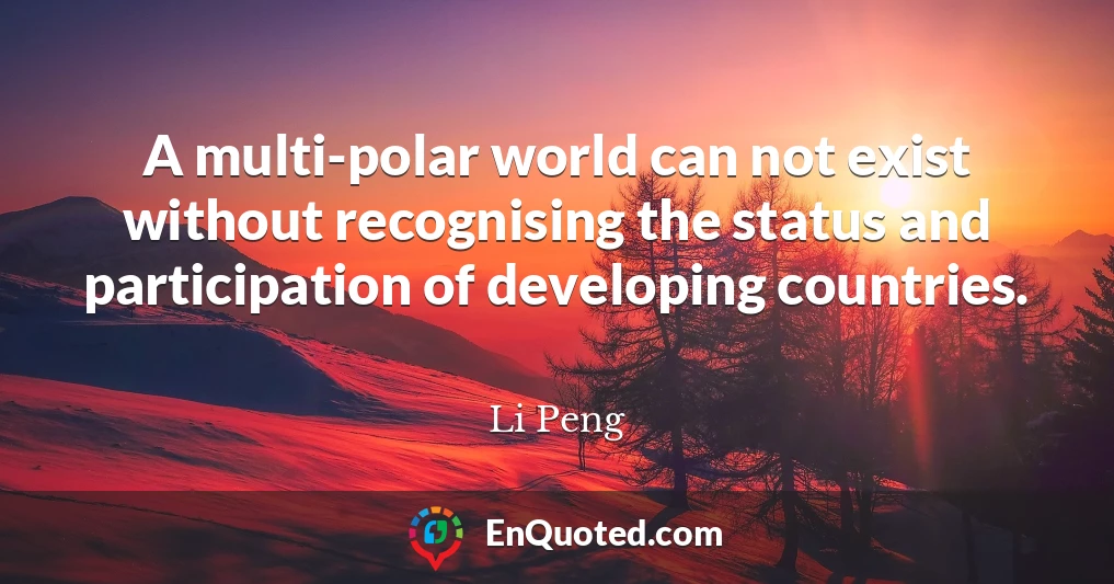 A multi-polar world can not exist without recognising the status and participation of developing countries.