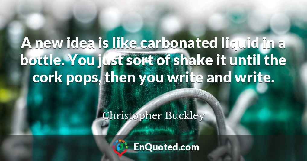 A new idea is like carbonated liquid in a bottle. You just sort of shake it until the cork pops, then you write and write.