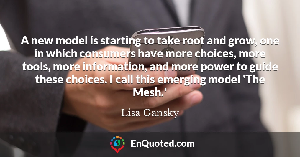 A new model is starting to take root and grow, one in which consumers have more choices, more tools, more information, and more power to guide these choices. I call this emerging model 'The Mesh.'