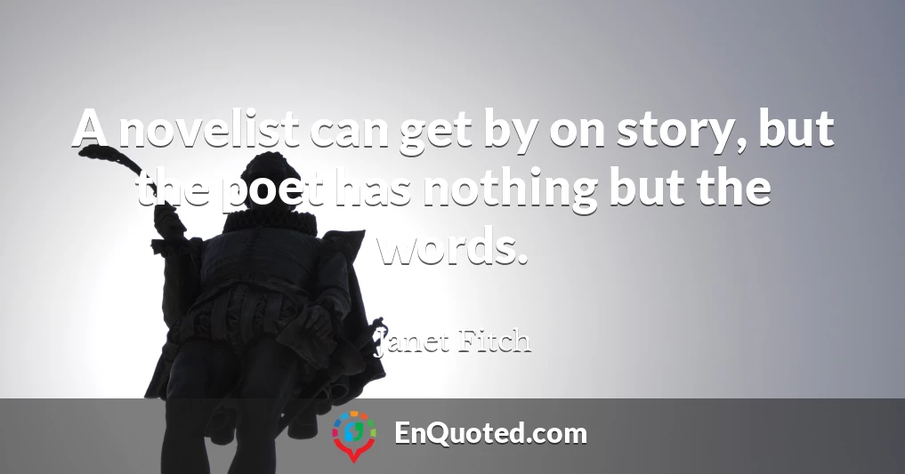 A novelist can get by on story, but the poet has nothing but the words.